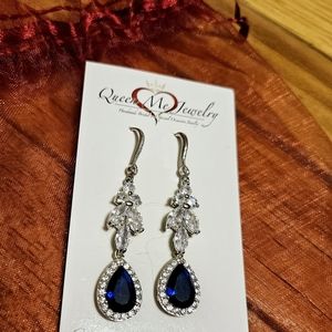Blue and Rhinestone Earrings